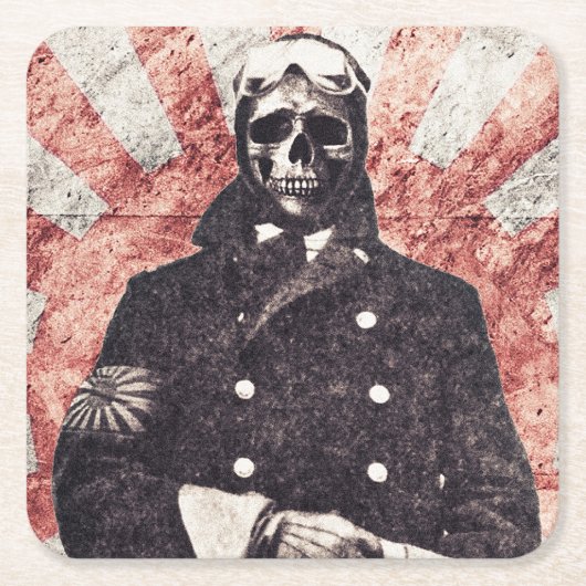 Schädelkamikaze Rechteckiger Pappuntersetzer (Vorderseite)