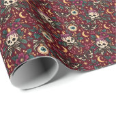 Schädelkerzen und Motten Geschenkpapier (Rolleneckpunkt)