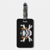 Schädelknochen mit flammenden Flügeln Gepäckanhänger (Rückseite vertikal)