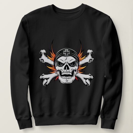 Schädelknochen mit flammenden Flügeln Sweatshirt (Design vorne)