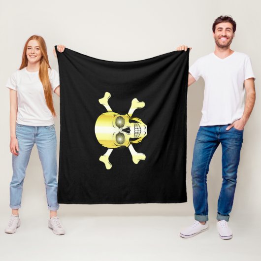Schädelknochen/Piratenflagge/Pirate/Gold/Schwarz Fleecedecke (Beispiel)