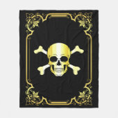 Schädelknochen/Piratenflagge/Pirate/Gold/Schwarze  Fleecedecke (Vorderseite)