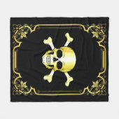 Schädelknochen/Piratenflagge/Pirate/Gold/Schwarze  Fleecedecke (Vorderseite (Horizontal))