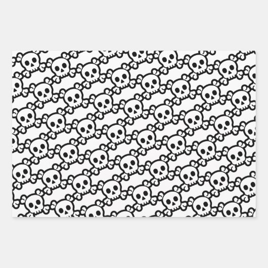 Schädelknochen Schwarz-weiß Geschenkpapier Set (Vorderseite 2)