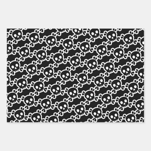 Schädelknochen Schwarz-weiß Geschenkpapier Set (Vorderseite)