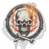 Schädelknochen und Feuer Aufkleber (Vorderseite)