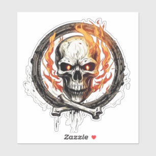 Schädelknochen und Feuer Aufkleber