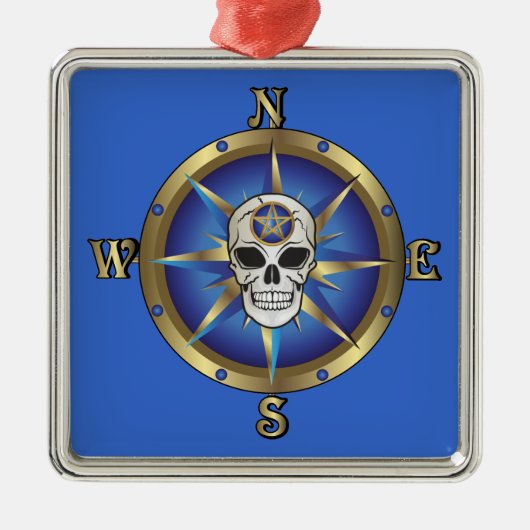 Schädelkompass Silbernes Ornament (Vorne)
