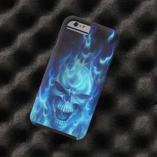 Schädelkopf der blauen Flammen Tough iPhone 6 Hülle