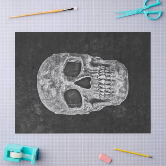 Schädelkopf-Gothic Black and White Grunge Seidenpapier (Basteln)