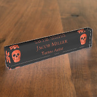 Schädelkopf Gothic Neon Orange Schwarzes Tattoo-St