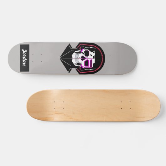Schädelkopf mit Helm-individuelle Name Skateboard (Horizontal)