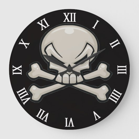 Schädelkopf mit Kreuzknochen Große Wanduhr (Vorderseite)