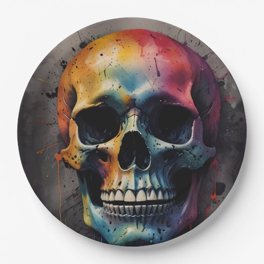 Schädelkopf Pappteller (Vorderseite)