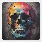 Schädelkopf Quadratischer Aufkleber (Vorderseite)