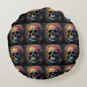 Schädelkopf Rundes Kissen (Rückseite)