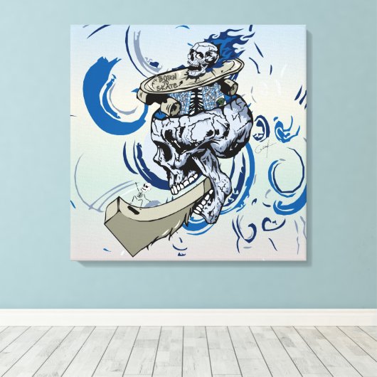 Schädelkopf Skate-Rampe Skateboard 1 Leinwanddruck (Insitu (Holzboden))