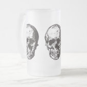 Schädelkopf-Tasse, Schädelkopf-Bierglas, Bierglas, Mattglas Bierglas (Vorderseite Links)