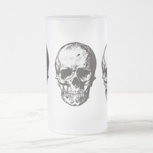 Schädelkopf-Tasse, Schädelkopf-Bierglas, Bierglas, Mattglas Bierglas (Mittel)