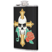 Schädelkreuz und Rose Flachmann (Links)