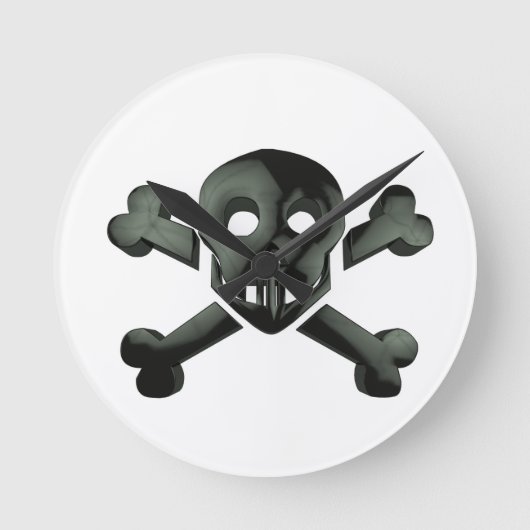 Schädelkreuze Runde Wanduhr (Vorderseite)