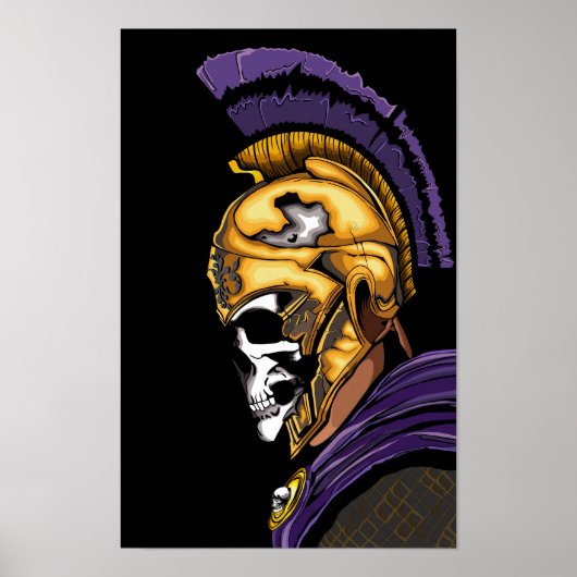 Schädelkrieger mit Schwarz Poster (Vorne)