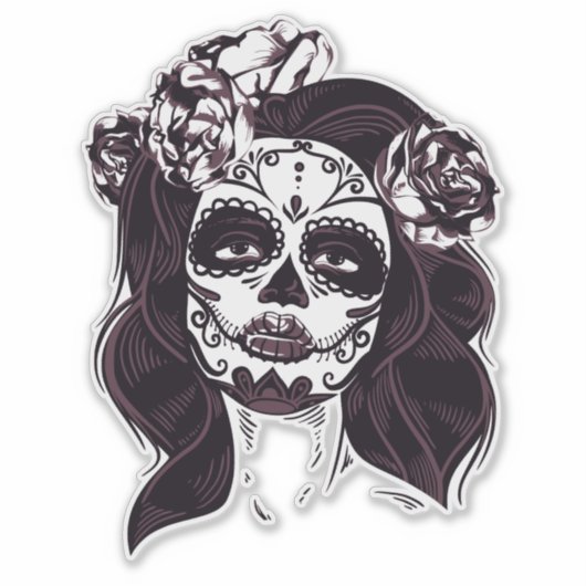 Schädelmädchen Aufkleber (Vorderseite)
