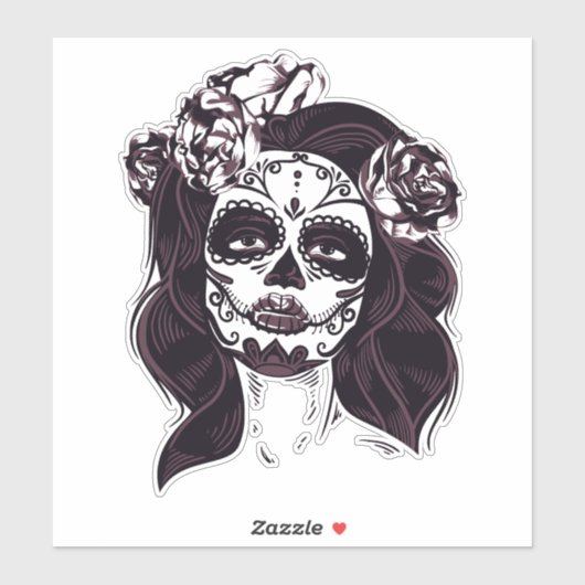 Schädelmädchen Aufkleber (Blatt)