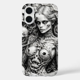 Schädelmädchen mit Knochenabdeckung iPhone 16 Hülle