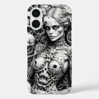 Schädelmädchen mit Knochenabdeckung iPhone 16 Hülle