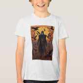 Schädelmann mit Krähen Tri-Blend Shirt (Vorderseite)