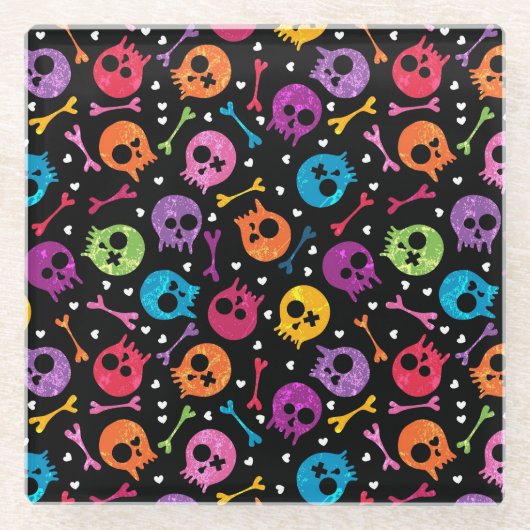 Schädelmuster 2 glasuntersetzer (Vorderseite)