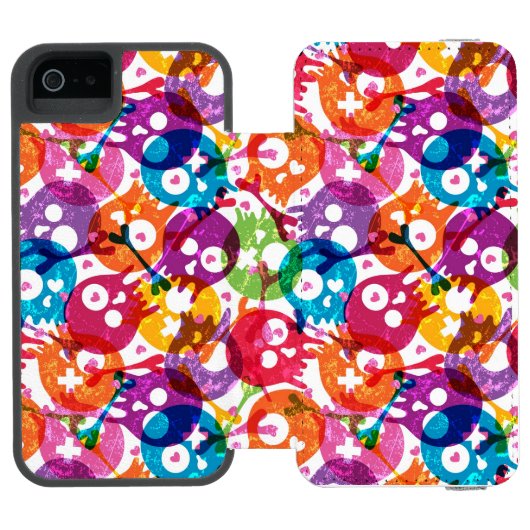 Schädelmuster 3 incipio iPhone Geldbeutel-Hülle (Folio Geöffnet)