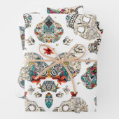 Schädelmuster aus Zucker, umhüllend Blatt Set von (Beispiel)