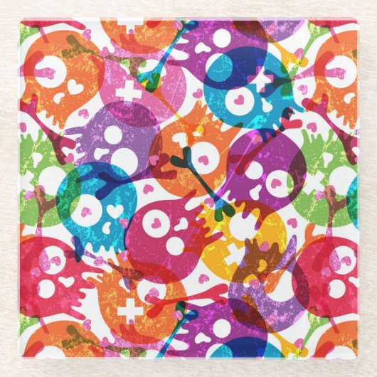 Schädelmuster Glasuntersetzer (Vorderseite)