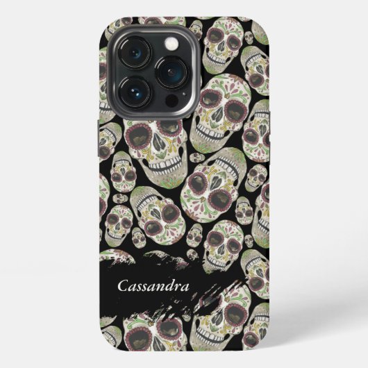 Schädelmuster zum Schwarzen Tag der Toten iPhone Hülle (Hinten)