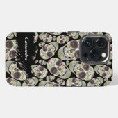 Schädelmuster zum Schwarzen Tag der Toten iPhone Hülle (Rückseite (Horizontal))