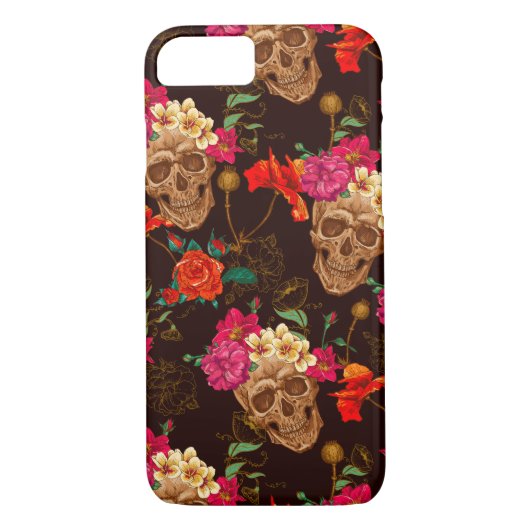 Schädel'n-Rosen-Muster Case-Mate iPhone Hülle (Rückseite)