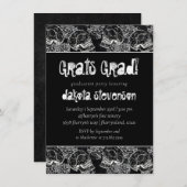 SchädelRose | Funky Chalkboard Grunge Abschluss Einladung (Vorne/Hinten)