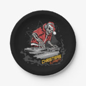 Schädelsanta-Claus mit Weihnachtsjacke und Hut auf Pappteller (Vorderseite)