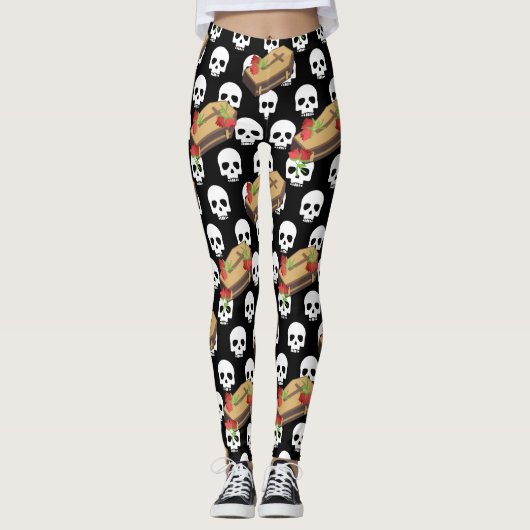 Schädelsärge Emojis Leggings (Vorderseite)