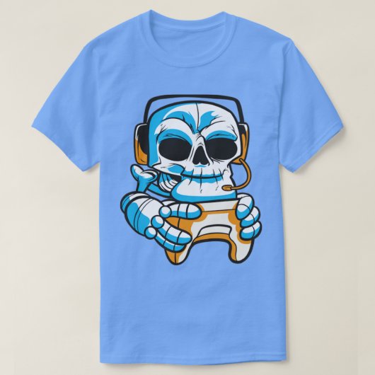 Schädelspieler mit Joystick T-Shirt (Design vorne)