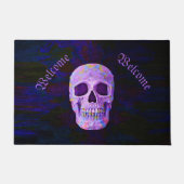 Schädeltag der Lila blauen Neongotik Fußmatte (Vorderseite)