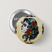Schädeltätowierungsmädchen Button (Vorne & Hinten)