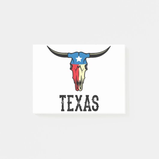 Schädeltexan-Flagge Texas Stier Longhorn Post-it Klebezettel (Vorderseite)