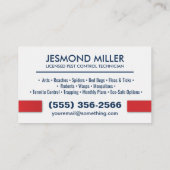 Schädlingsbekämpfungsdienst - Kammerjäger Visitenkarte (Rückseite)