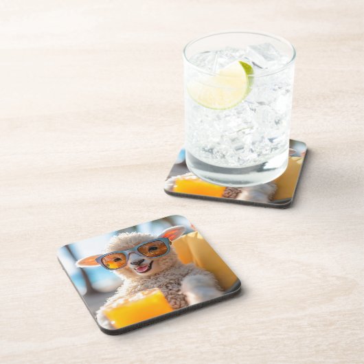 Schaf am Strand Getränkeuntersetzer (Rechte Seite)