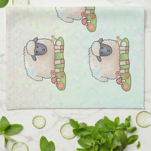 Schaf auf der Weide Geschirrtuch (Gefaltet)