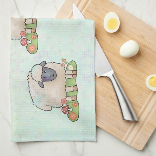 Schaf auf der Weide Geschirrtuch (Viertel Falte)