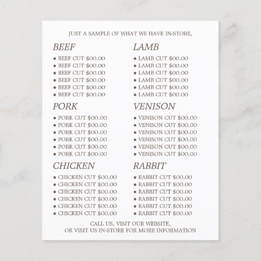 Schaf auf Gras, Bauer & Butcher Werbung Flyer (Hinten)